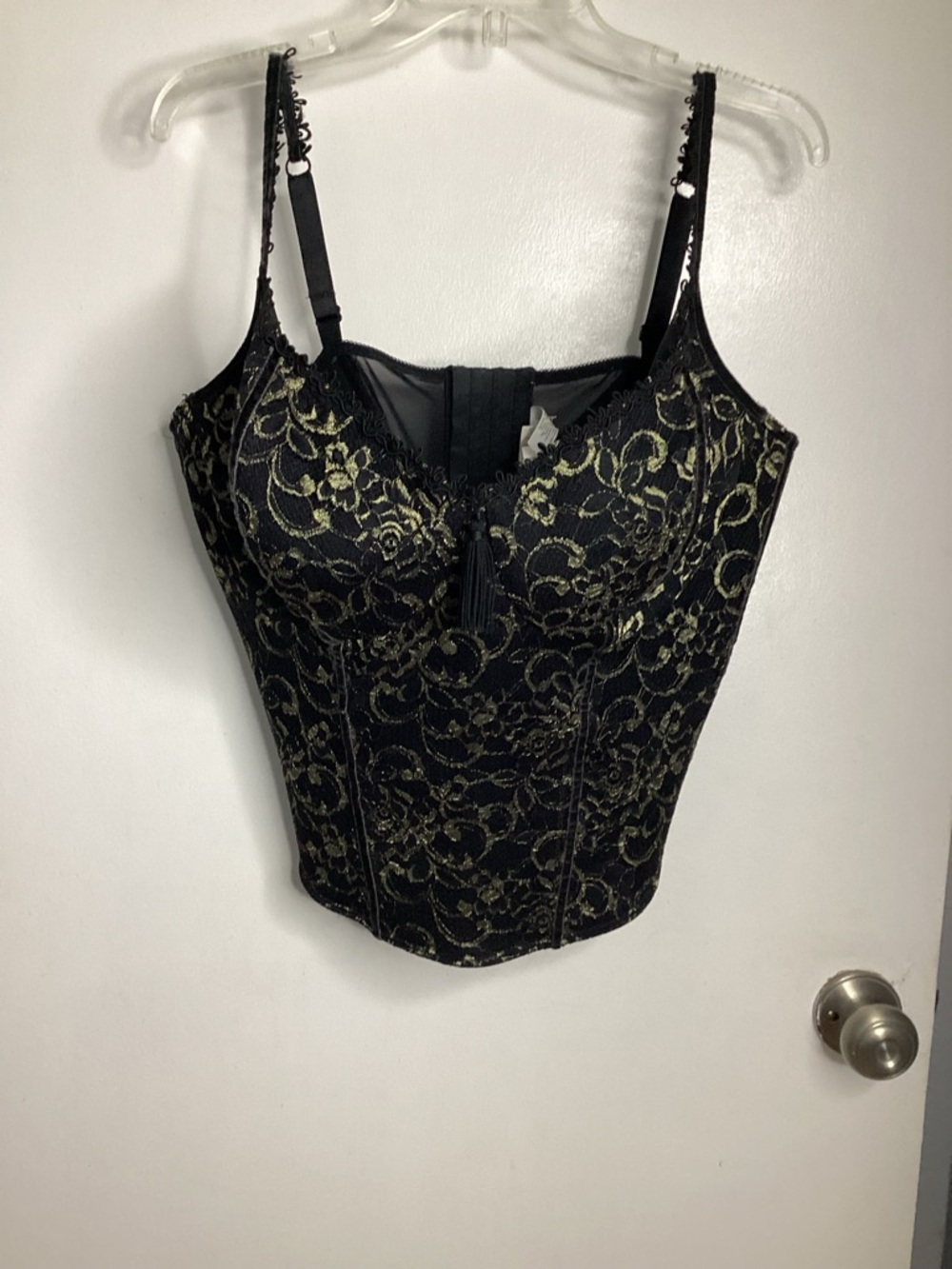 Cacique Black Lace Bustier with Gold Embroidery 44DD
